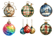 Christmas Baubles Clipart, an Illustration by Watercolor design (Thumbnail 2 of 4)