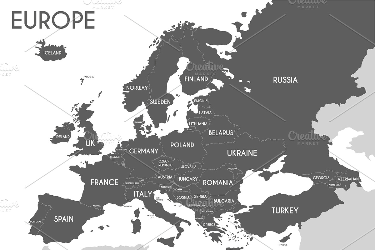 3x B&W Europe Maps, an Education Illustration by asantosg (Photo 2 of 4)