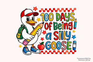 Retro 100 Days of School Goose PNG, an Object Graphic by Clipart Bloom