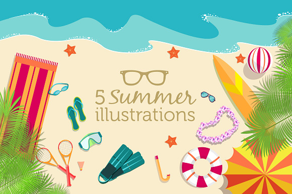 5 summer beach vector backgrounds preview 6