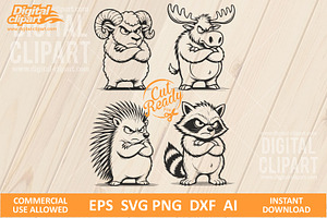 Angry Cartoon Animals set SVG, an Animal Illustration by Digital-Clipart