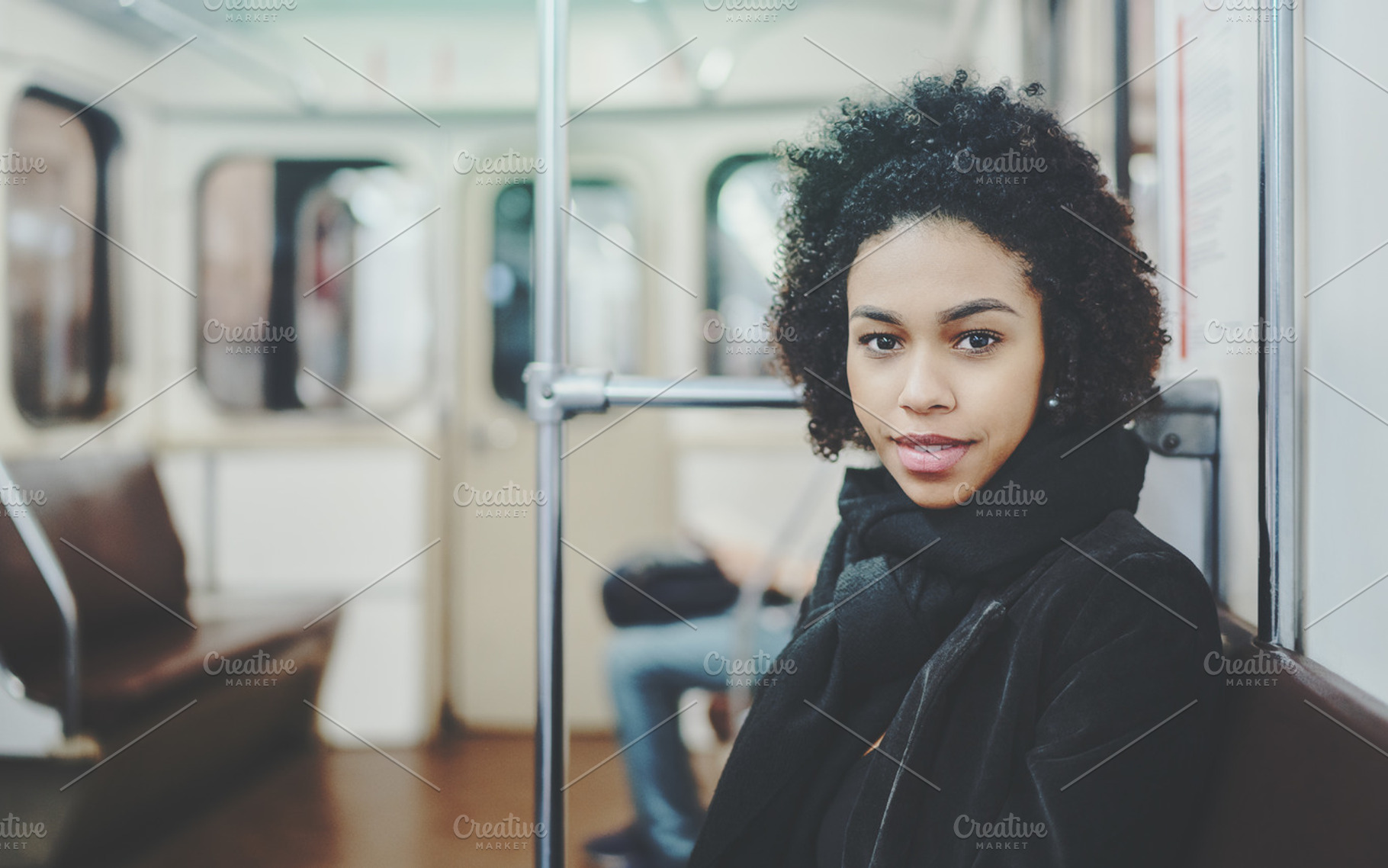 Biracial girl in metro car, a Person Photo by SkyNext