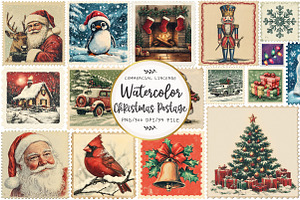 Christmas Postage Stamp Sublimation, an Illustration by OK Design