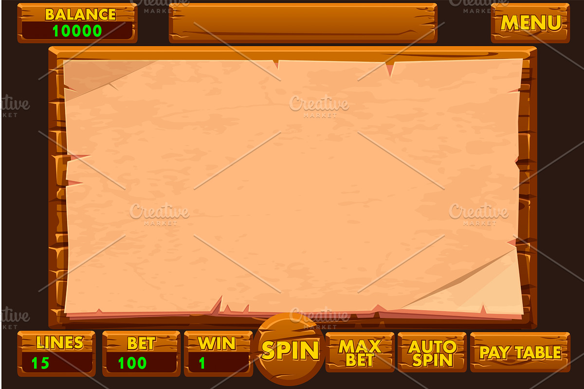 The wooden game user interface is, an UI Kit Template by BabySofja