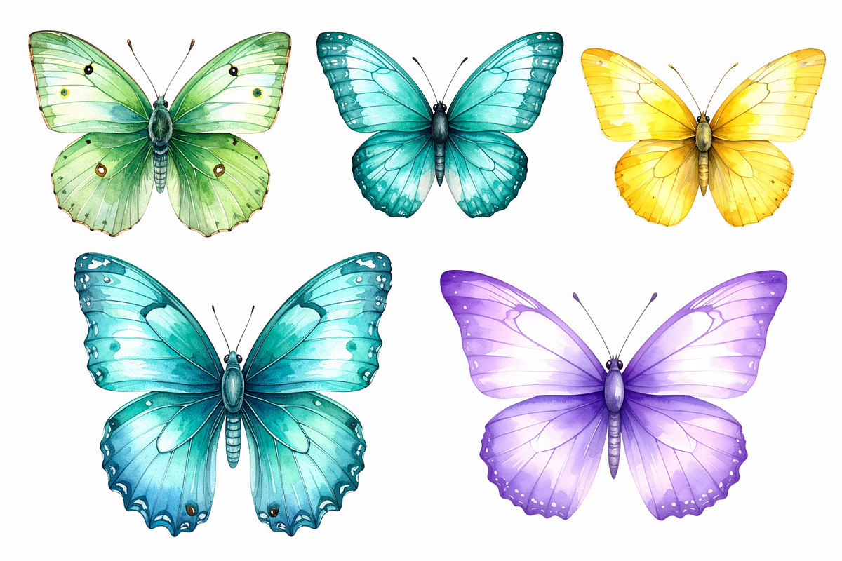 31 Watercolor Butterfly PNG Clipart, an Illustration by Print Haven (Photo 6 of 6)