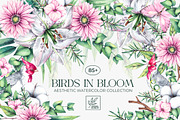 Birds in Bloom Watercolor Floral set, an Animal Illustration by SashaKondr (Thumbnail 1 of 17)
