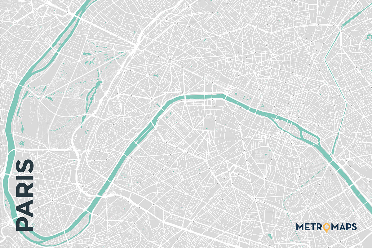 MAP SET - Pale / Turquoise - 15 Maps, a Graphic by MetroMaps (Photo 13 of 16)