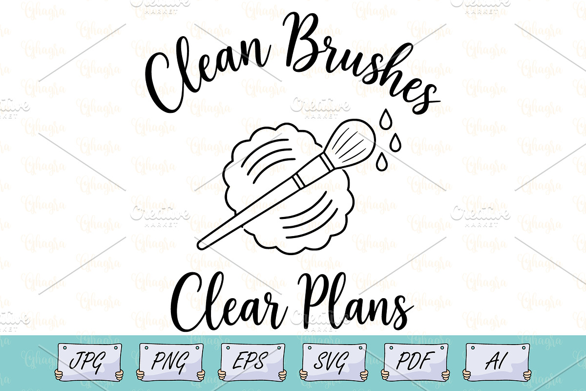 Makeup Brush Cleaning Quote Line Art, an Object Illustration by Ghagra (Photo 1 of 7)