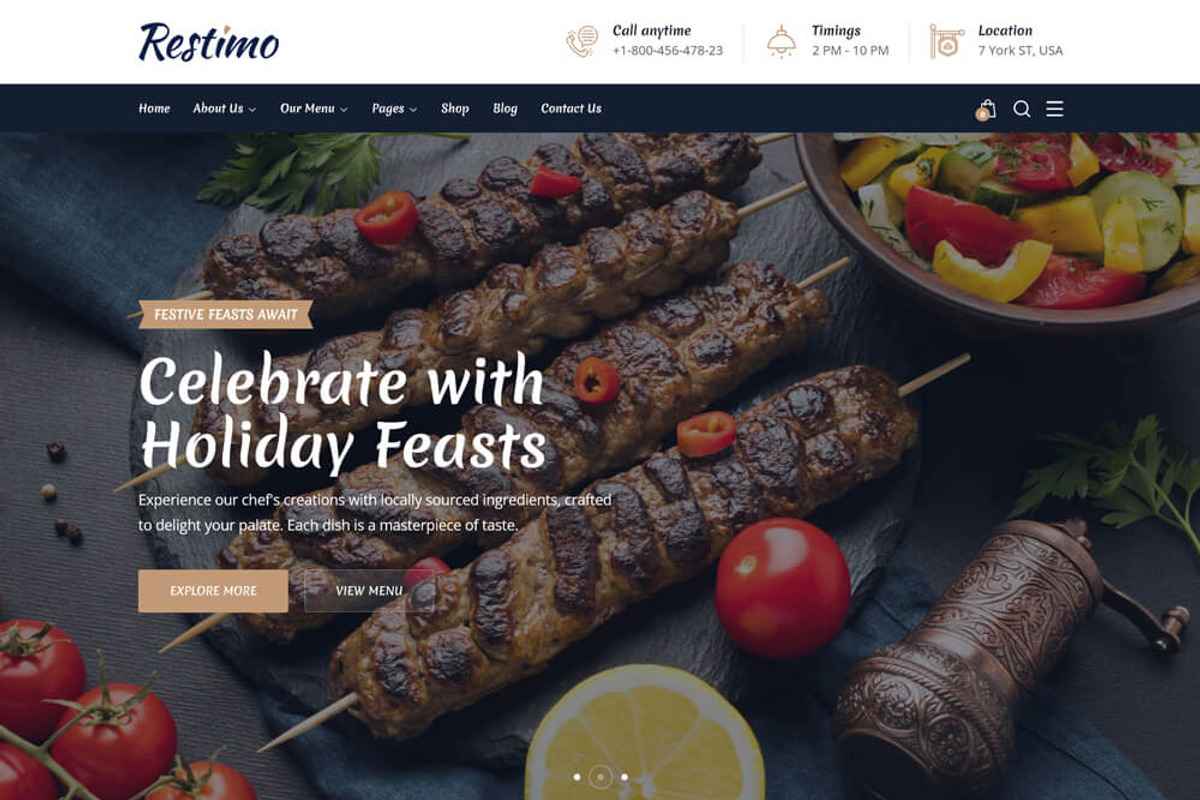Restaurant WordPress Theme, a WordPress Template by UInstrument (Photo 2 of 6)