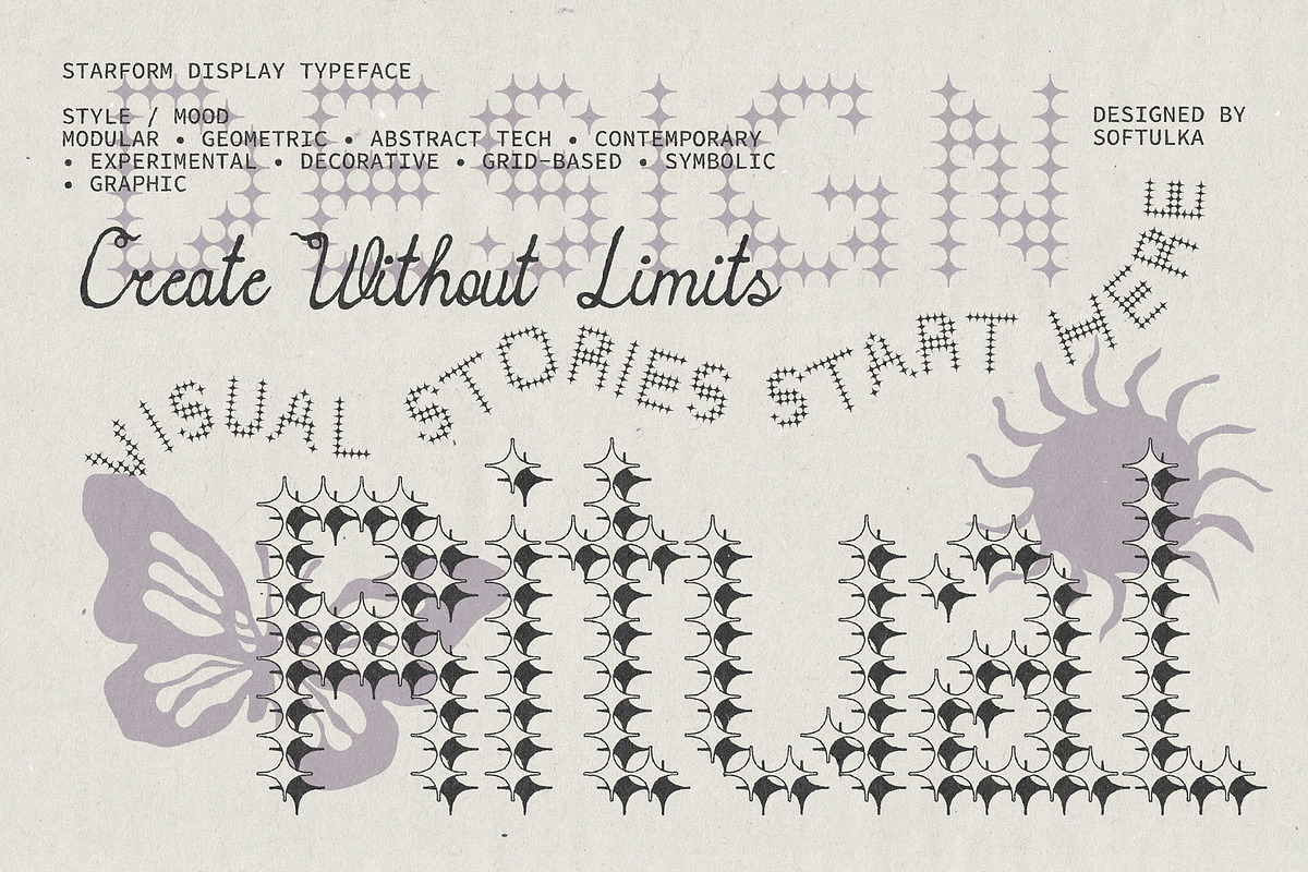 StarForm Display Typeface, a Symbol Font by softulka (Photo 3 of 8)