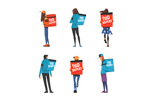 Delivery Service of Takeaway Food, a Person Illustration by TopVectors