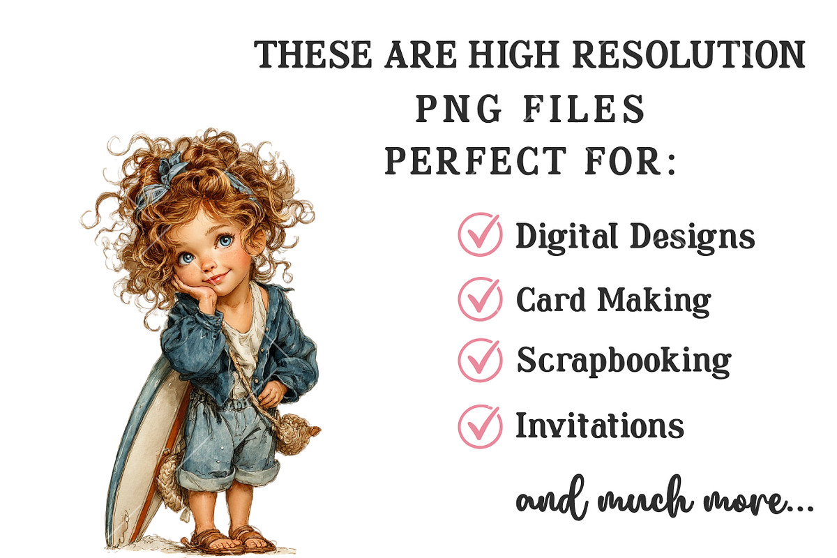 Whimsical Summer Girl Clipart, an Illustration by OK Design (Photo 4 of 6)