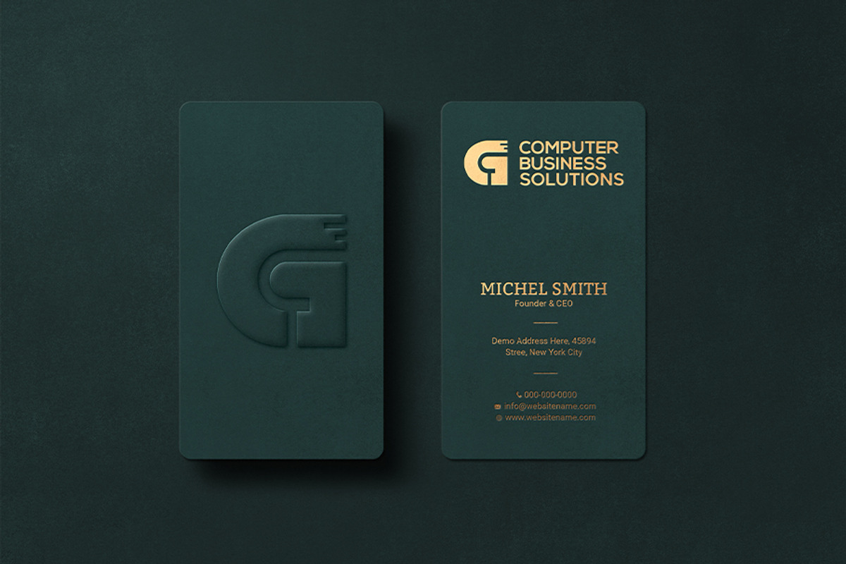 20 Gold Foil Business Card Mockup