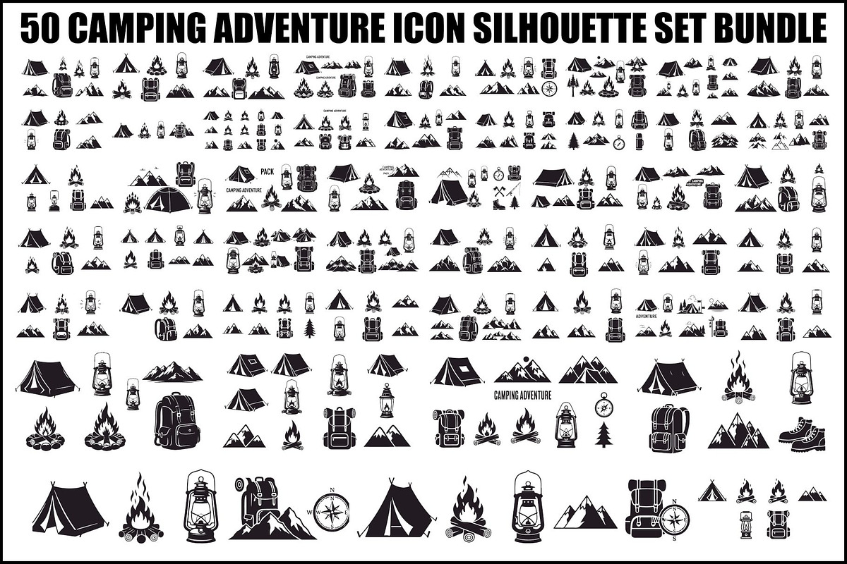Camping Adventure Silhouette Icon, an Illustration by Artivon (Photo 1 of 51)