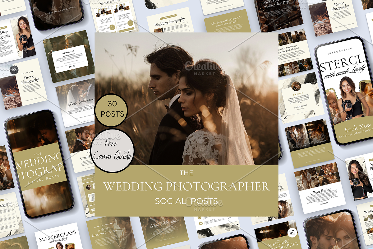 WEDDING PHOTOGRAPHER SOCIAL POSTS, a Social Media Template by Daring Digies (Photo 1 of 8)