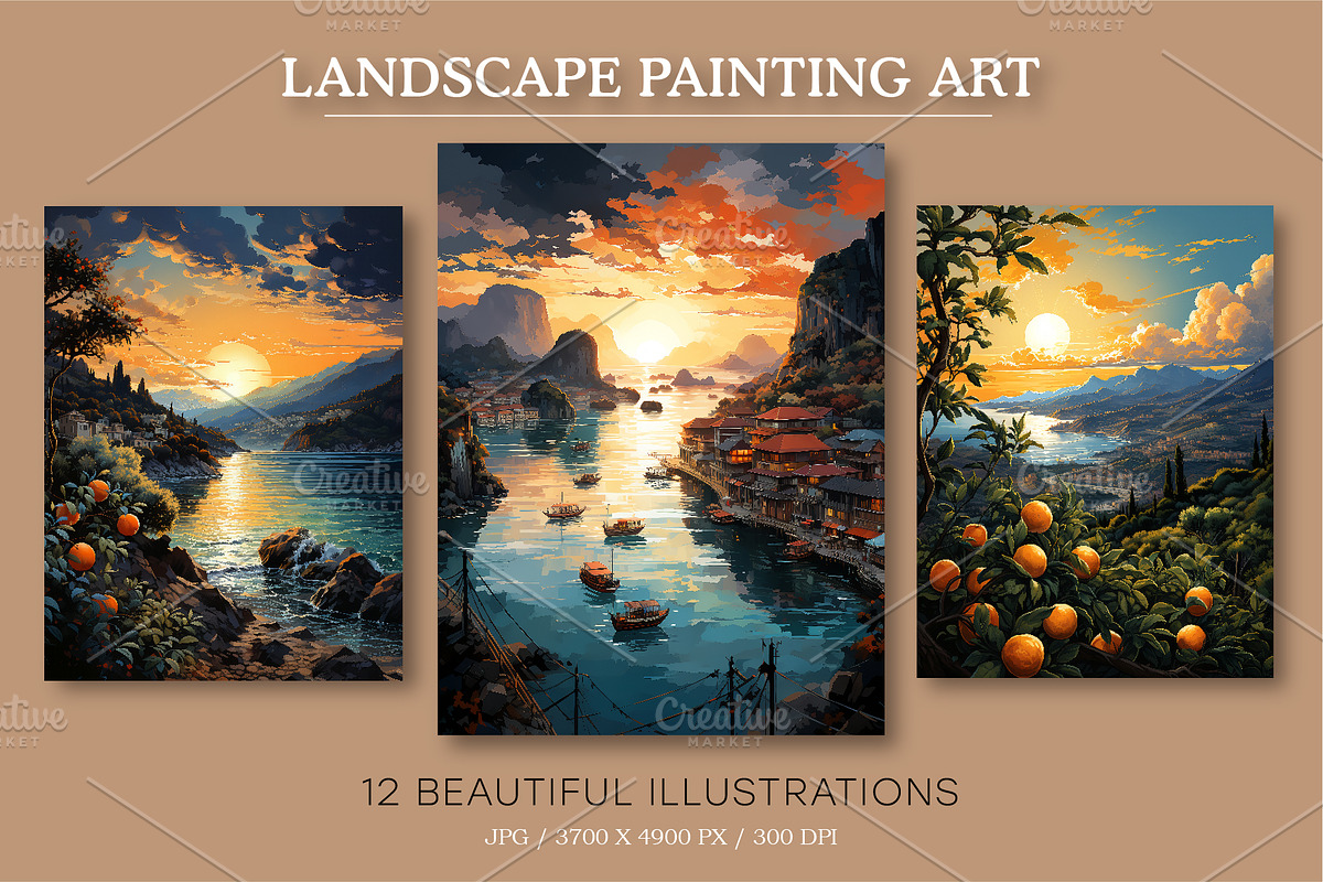 Landscape Painting Art 02. Wall Art., a Decorative Illustration by KENO Mascots (Photo 3 of 8)