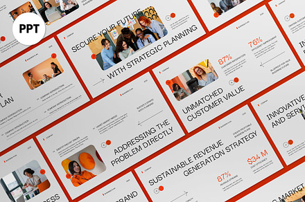 White Orange Business Plan PPT, a Presentation Template by graphicook