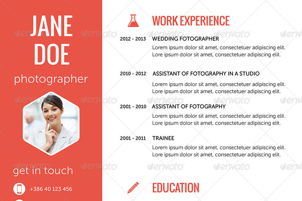 Flat Resume Set in 5 Variations, a Resume Template by PremiumCoding