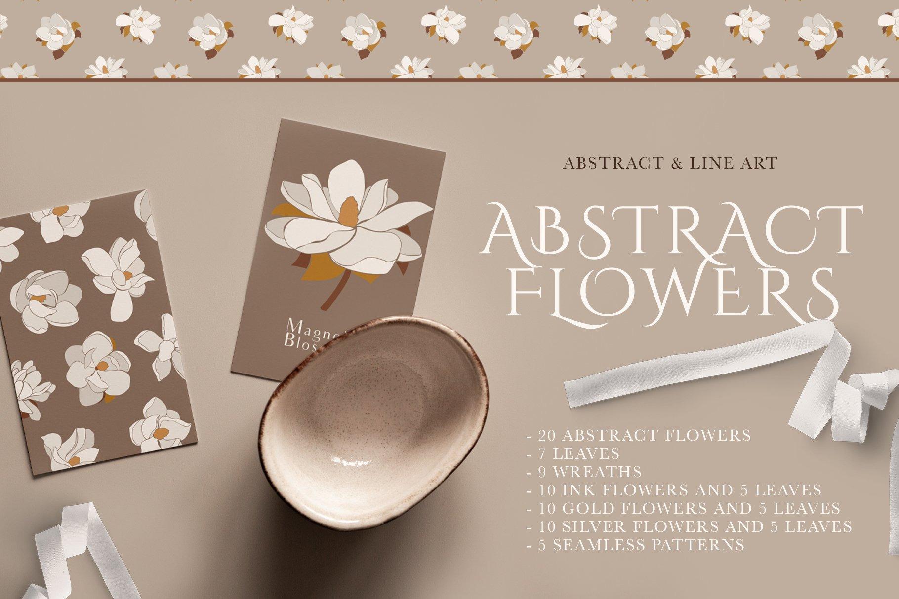 Abstract flowers. Line art, a Decorative Illustration by Purple