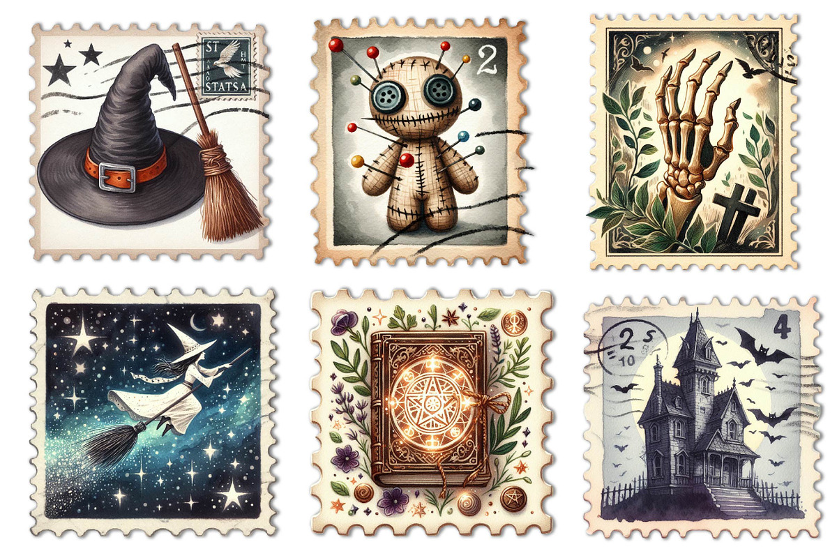 Halloween Postage Stamps Clipart, an Illustration by Dream Creation (Photo 4 of 7)