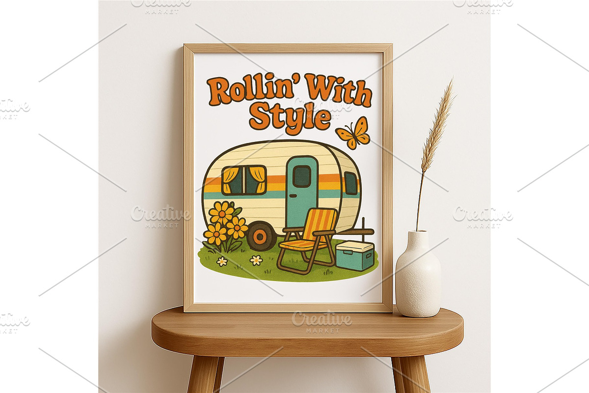 Rollin’ With Style Camper Wall Art, a Background Graphic by LaseredNinja (Photo 4 of 7)