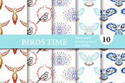 10 Birds Seamless Patterns Set, a Pattern Graphic by Sunset&Sea Design (Thumbnail 1 of 2)