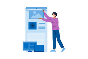 Web designer developing responsive, a Technology Illustration by pikepicture