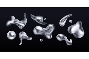 Chrome blob. Realistic silver 3d, an Illustration by Stock-Smart-Start