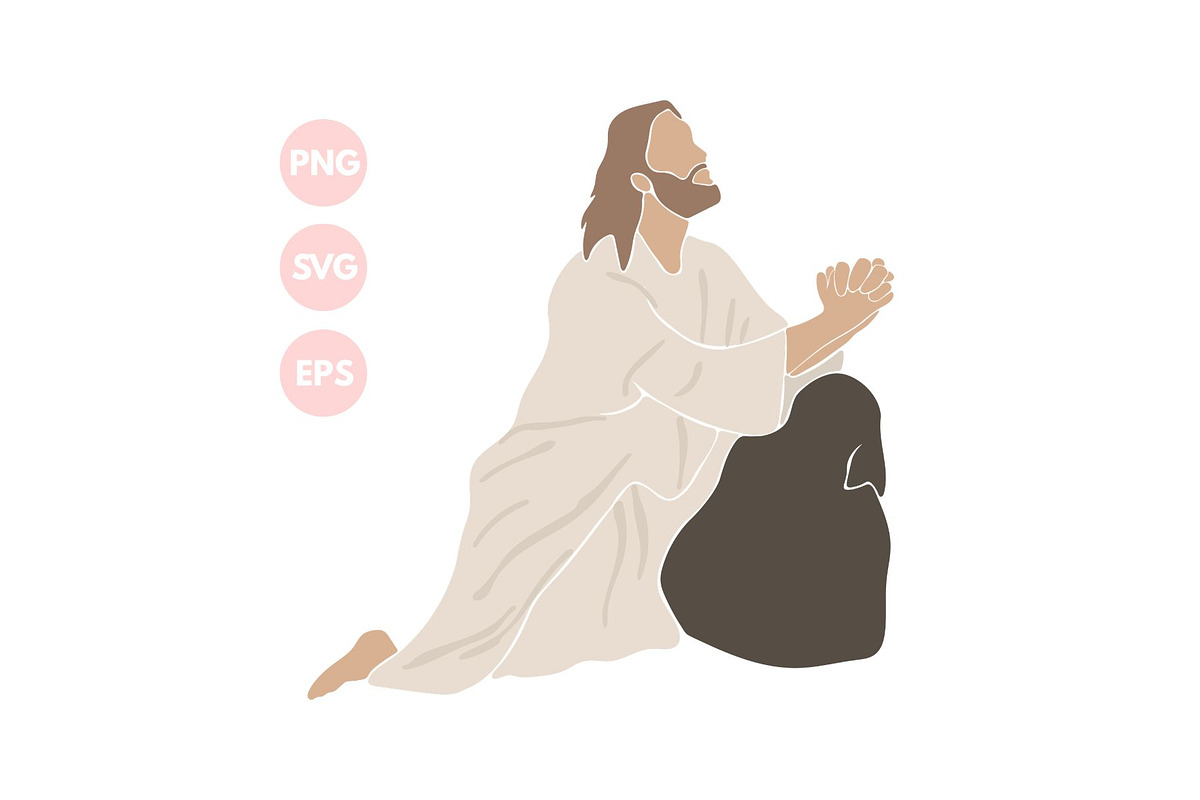 Jesus Pray Christian Illustration, a Person Illustration by ⋒DesignECShop⋒ (Photo 1 of 3)