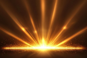 Magical Glowing sun and golden spark, an Abstract Photo by Pixeness Studio