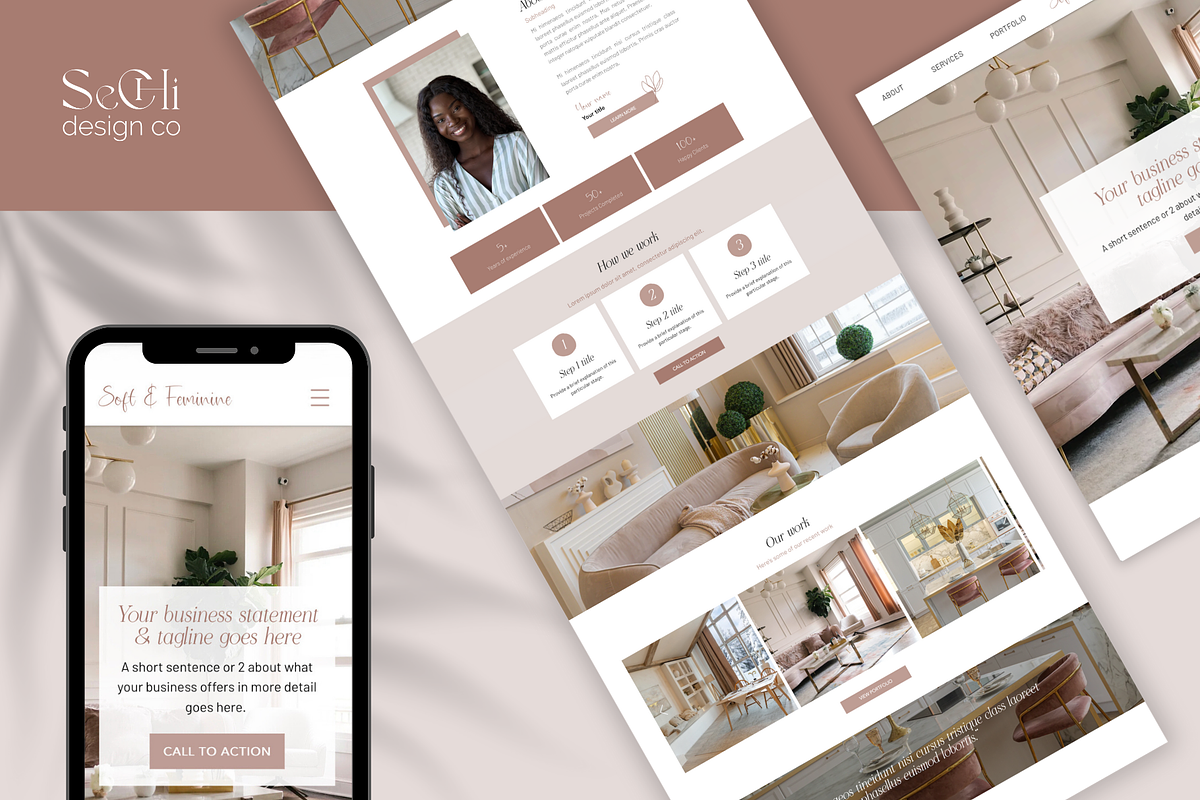 Soft & Feminine Wix Website Template, a Wix Template by Sechi Design Co (Photo 3 of 5)
