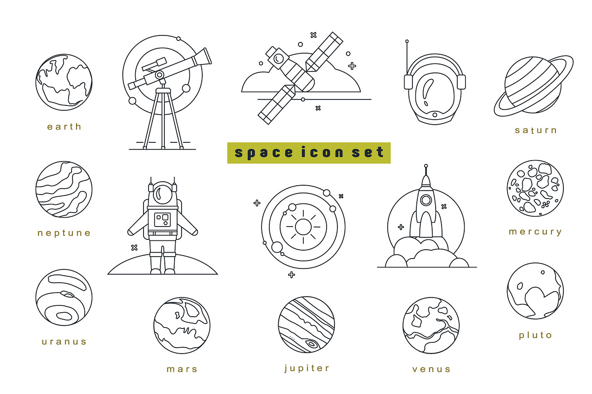 Line space icon set and pattern, an Outline Icon by narinadraban (Photo 1 of 6)