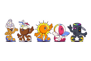 Retro summer beach cartoon, an Illustration by art PVP - market