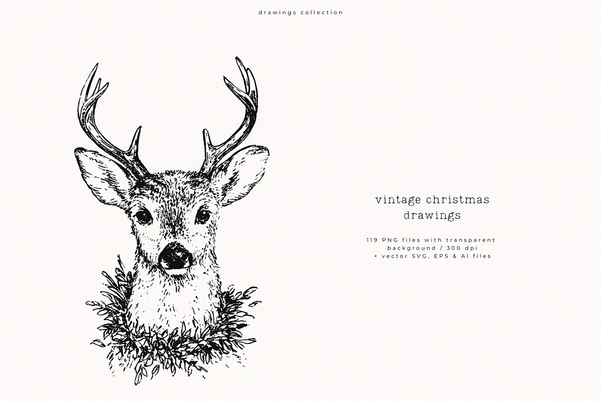 Vintage Christmas Drawings, a Seasonal Illustration by PeDe Designs (Photo 3 of 12)