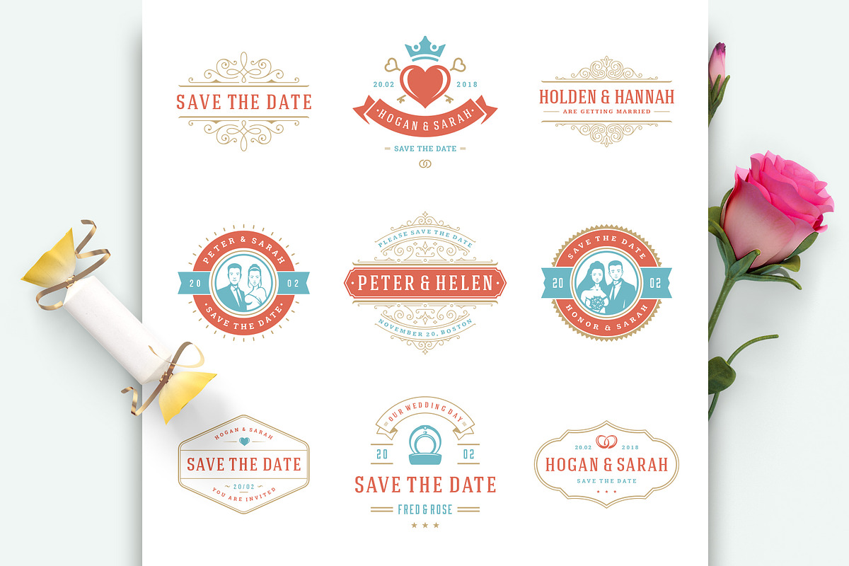 18 Wedding Logos and Badges, a Branding & Logo Template by Vasya Kobelev (Photo 8 of 10)