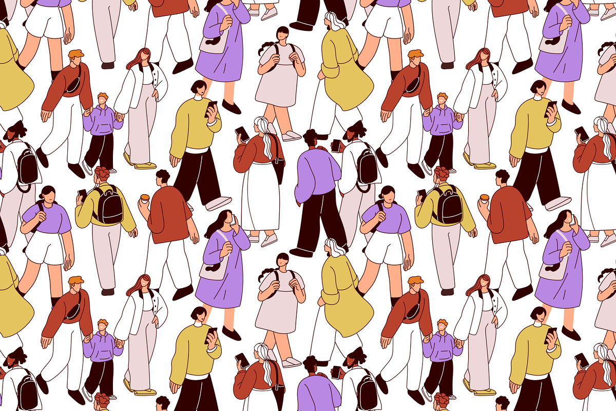 People crowd walk seamless patterns, a Pattern Graphic by Good Studio (Photo 3 of 6)