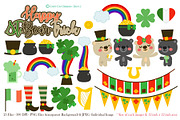 Happy St. Beartrick Day Clip Art, a Seasonal Illustration by Cozy Cat Design (Thumbnail 1 of 10)