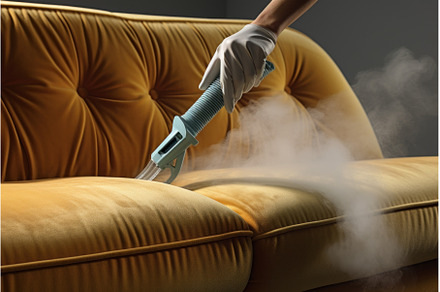 Cleaning sofa service. Generate Ai, a Person Photo by Ylivdesign