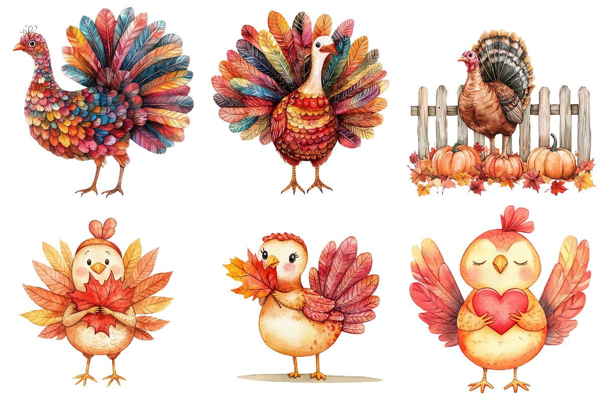 Autumn Cute Turkey Clipart, an Illustration by CitraGraphics (Photo 3 of 6)