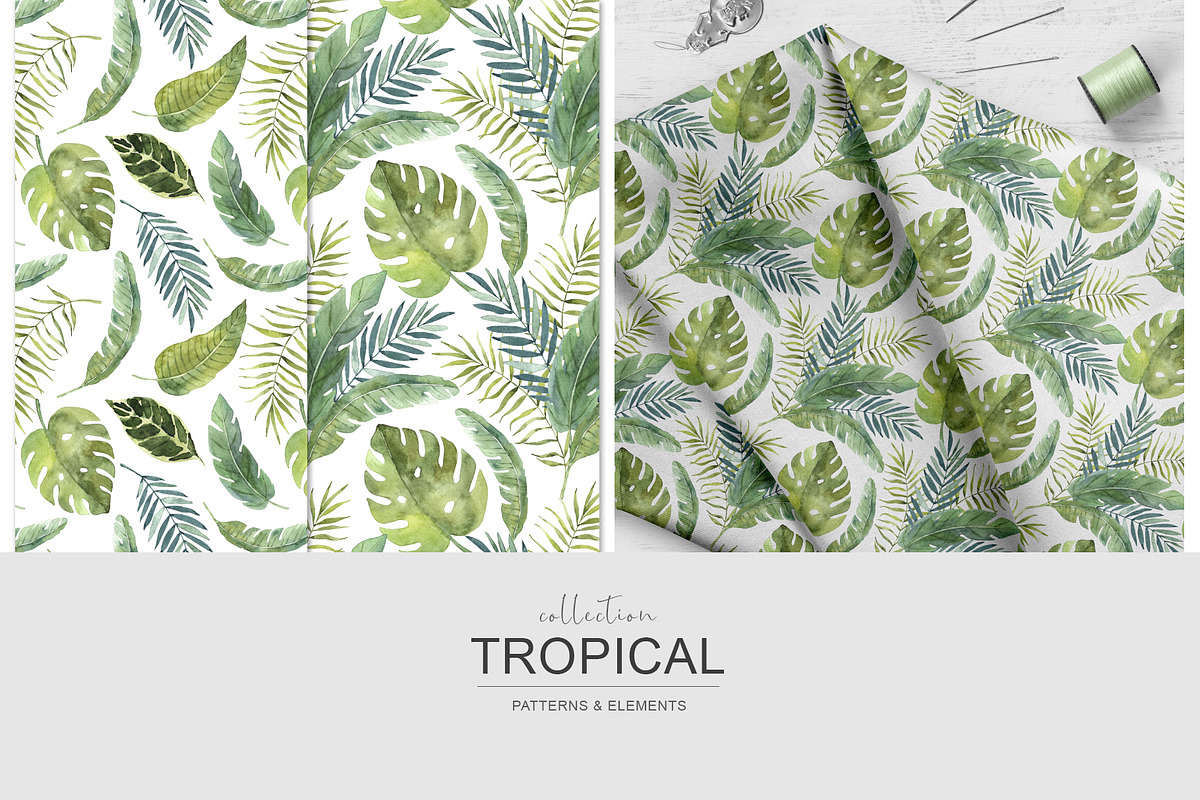 Tropical watercolor collection., a Pattern Graphic by BrushArtDesigns (Photo 5 of 13)
