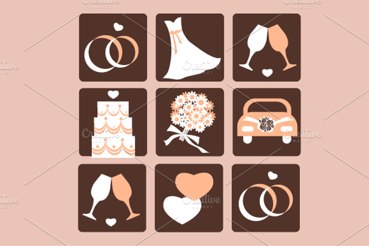 Weeding set - icons and card, an Illustration by zoya (Photo 3 of 3)