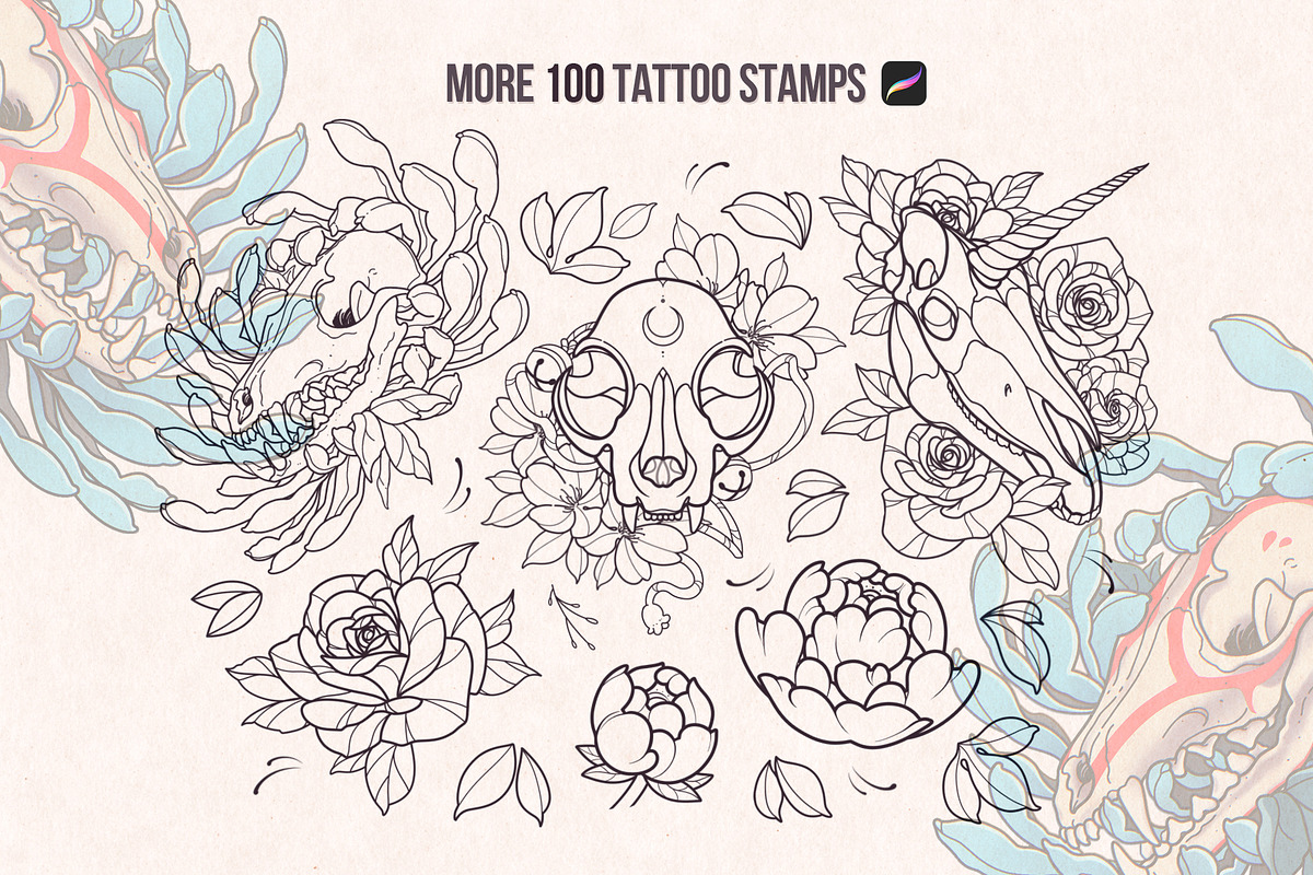Procreate Stamps Bundle Tattoo, a Brush Add-On by InkPrintsTattoo (Photo 9 of 10)