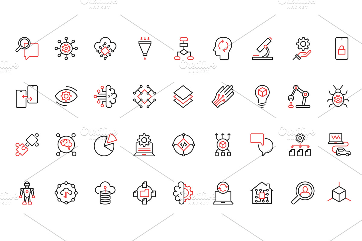 Digital brain automatic icons, a Technology Illustration by Lemberg Vector