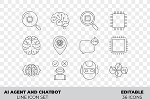 AI Agent and Chatbot Outline Icon