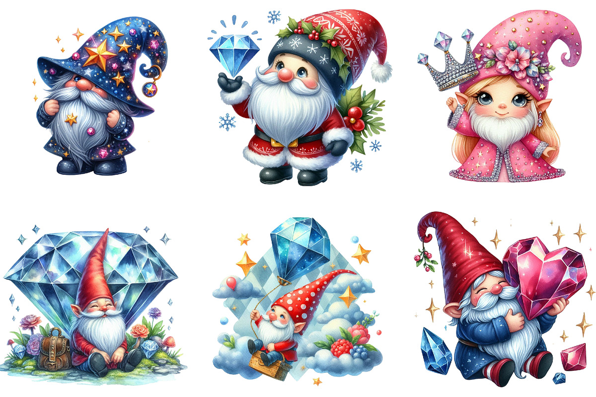 Diamond Gnome Sublimation Clipart, an Illustration by DreamArtGraphic (Photo 4 of 7)