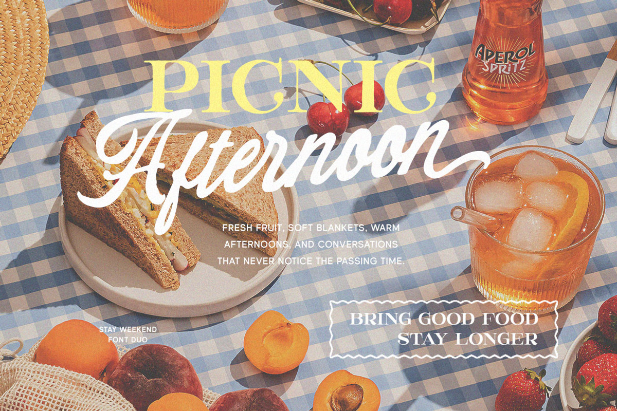 Stay Weekend Nostalgic Font Duo, a Script Font by Letterhend Studio (Photo 2 of 11)
