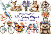 Hello Spring Clipart, an Illustration by Libby Wishes (Thumbnail 1 of 9)