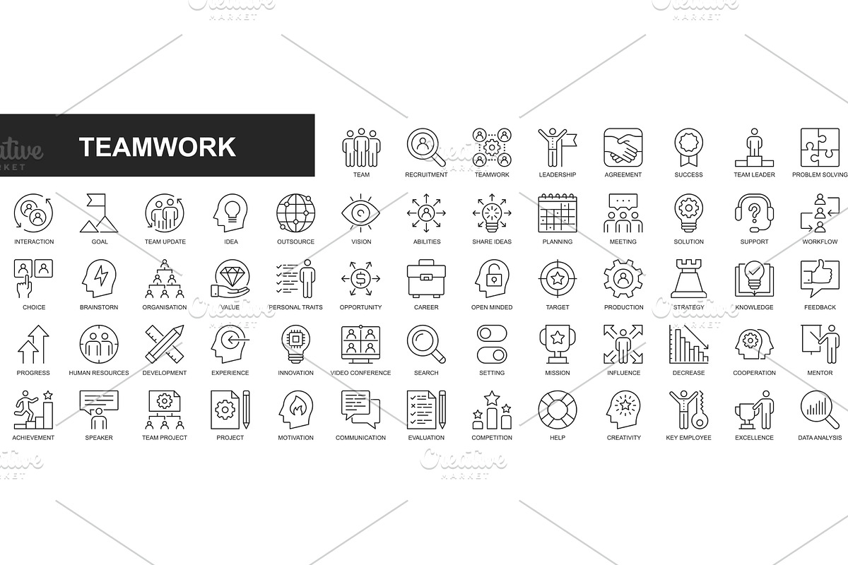 Teamwork Line Icons, an Outline Icon by alexdndz