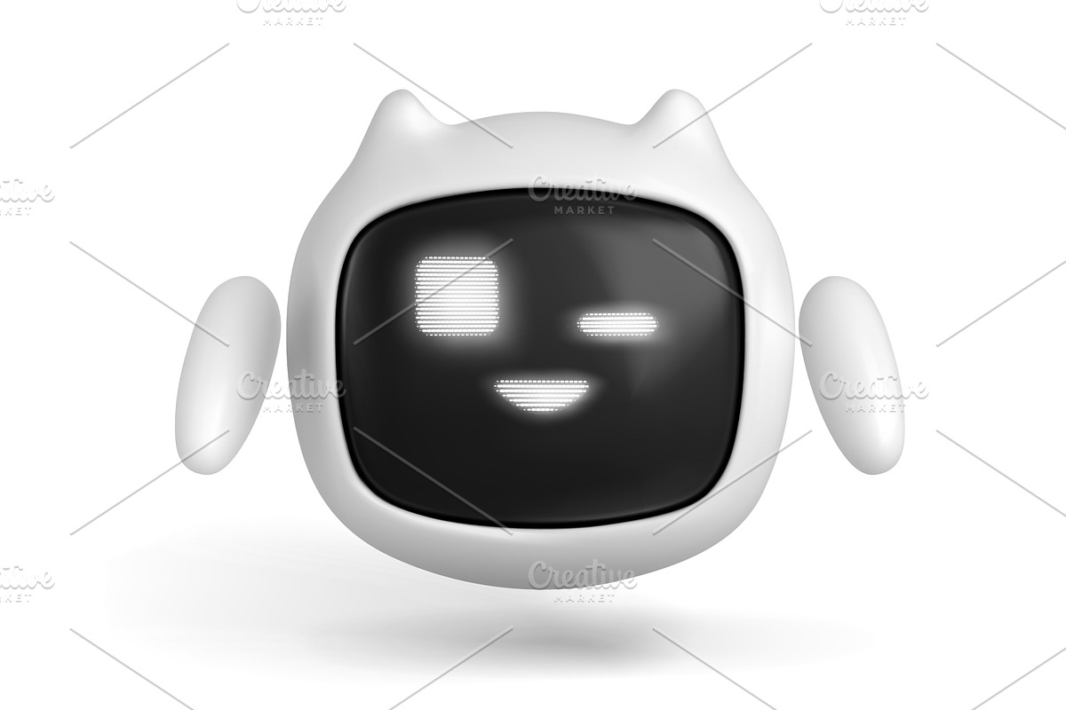 3d ai robot character. Chat bot wink, a Technology Illustration by art PVP - market