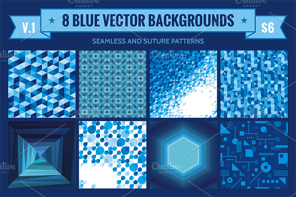 8 Blue Vector Backgrounds